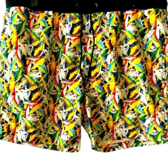 NWOT Bass Pro Shops Swim Trunks,Sz XL, 1X, Multicolor, Fishing, Mesh,​​ Novelty​ - Picture 1 of 12